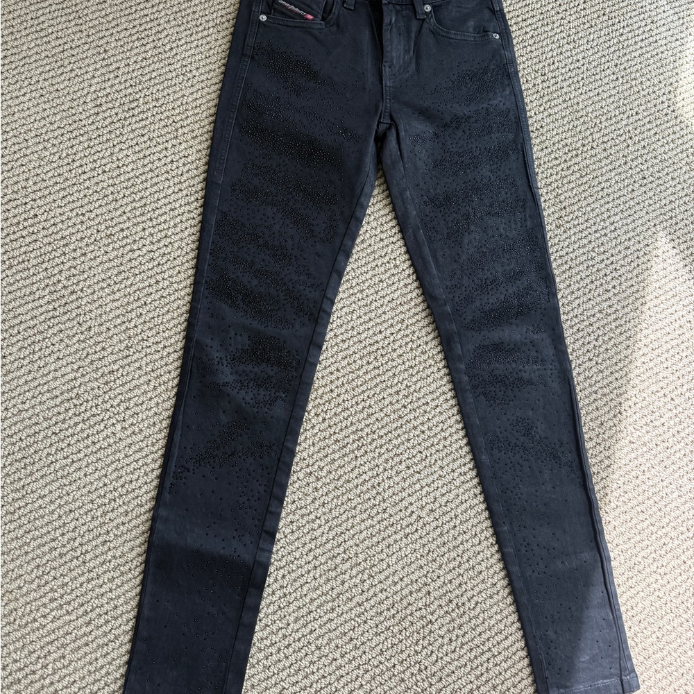 Diesel Y2K Black Studded Rhinestone Jeans Slim Fit